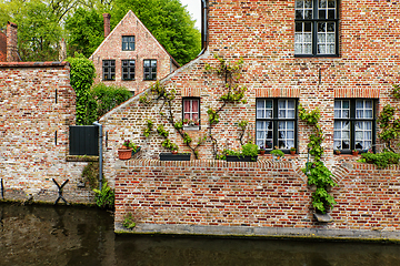 Image showing Medieval brick houses in Bruges Brugge