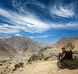 Image showing Tourist in Himalayas