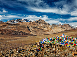 Image showing Buddhist prayer flags in Himalayas