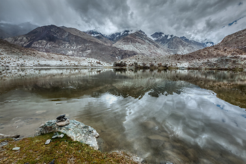 Image showing Mountain lake Lohan Tso in Himalayas