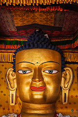 Image showing Sakyamuni Buddha statue face close up