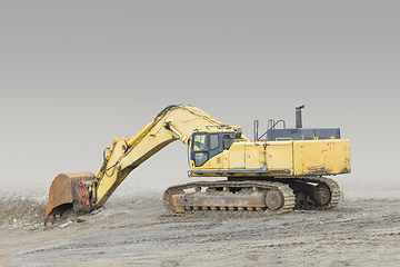 Image showing Excavator in rocky ambiance