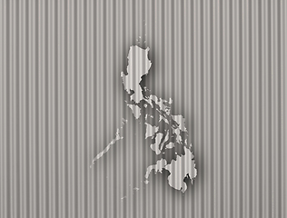 Image showing Map of the Philippines on corrugated iron