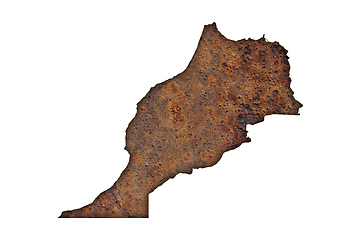 Image showing Map of Morocco on rusty metal