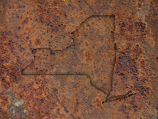 Image showing Map of New York on rusty metal