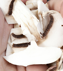 Image showing champignons, sliced