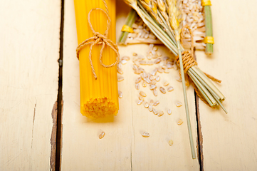 Image showing organic Raw italian pasta and durum wheat