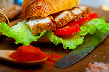 Image showing savory croissant brioche bread with chicken breast