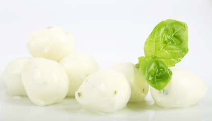 Image showing Mozzarella with basil