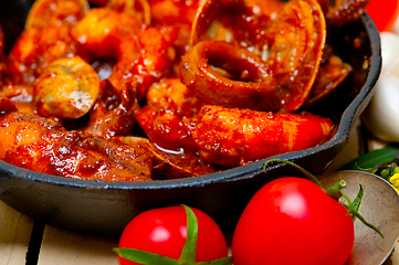 Image showing fresh seafoos stew on an iron skillet