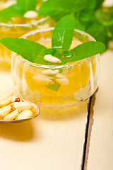 Image showing Arab traditional mint and pine nuts tea