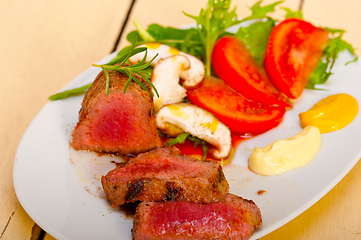 Image showing beef filet mignon grilled with vegetables