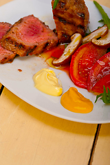 Image showing beef filet mignon grilled with vegetables