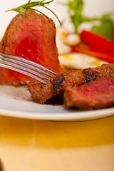 Image showing beef filet mignon grilled with vegetables