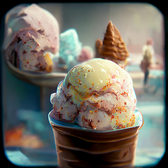 Image showing Colorful ice cream. Abstract creative summer concept. Ice cream 