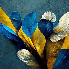 Image showing Blue and yellow abstract flower Illustration.