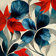 Image showing Blue and red abstract flower Illustration.