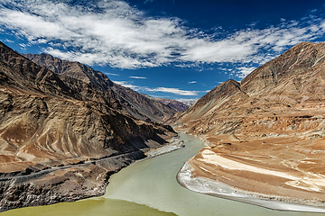 Image showing Confluence of Indus and Zanskar Rivers, Ladakh