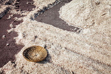 Image showing Empty basket at salt mine