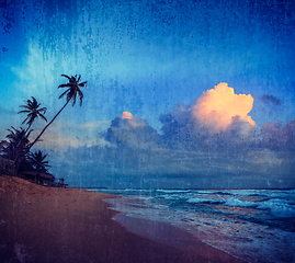 Image showing Sunset on tropical beach