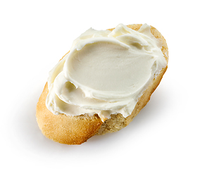 Image showing slice of baguette with cream cheese