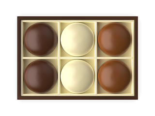 Image showing Box with chocolate coated marshmallows