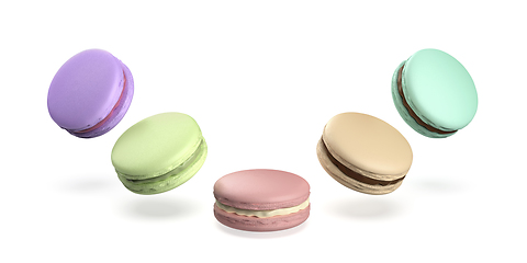 Image showing French macarons with different colors and flavors