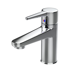 Image showing Modern bathroom faucet with chrome finishing
