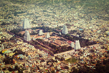 Image showing Hindu temple and indian city aerial view