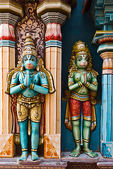 Image showing Hanuman statues in Hindu Temple. Sri Ranganathaswamy Temple. Tir