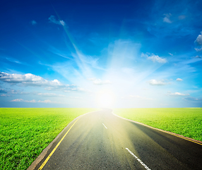 Image showing Road, field, sky landscape