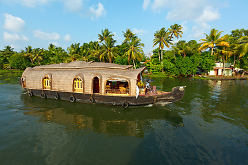 Image showing Houseboat on Kerala backwaters, India