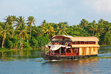 Image showing Houseboat on Kerala backwaters, India