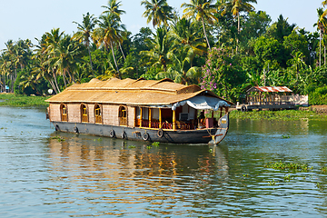 Image showing Houseboat on Kerala backwaters, India