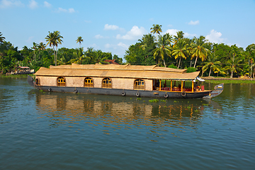 Image showing Houseboat on Kerala backwaters, India