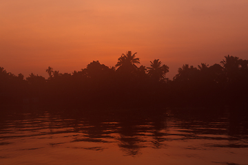 Image showing Sunrise on Kerala Backwaters