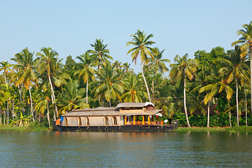 Image showing Houseboat on Kerala backwaters, India