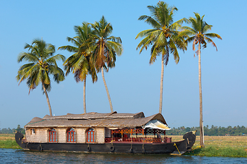 Image showing Houseboat on Kerala backwaters, India