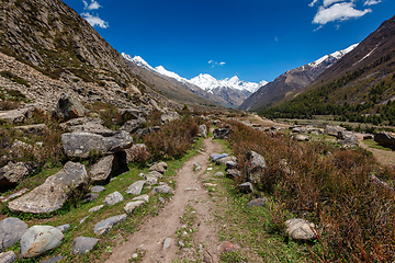 Image showing Old trade route to Tibet from Sangla Valley. Himachal Pradesh, India