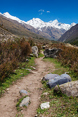 Image showing Old trade route to Tibet from Sangla Valley. Himachal Pradesh, India