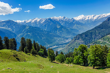 Image showing Spring in Kullu valley in Himalaya mountains. Himachal Pradesh, India