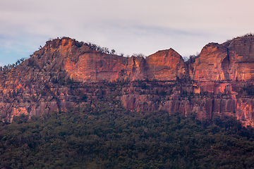 Image showing Sunlight on the cliffs of Capertee Valley in Australia