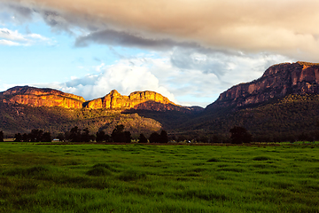 Image showing Afternoon light in the valley and on the sandstone cliffs