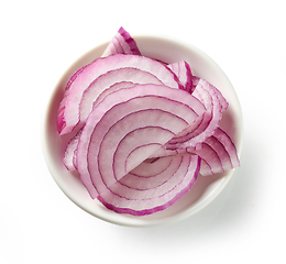 Image showing bowl of fresh raw onion slices