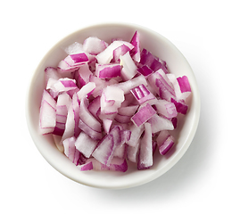 Image showing bowl of fresh raw chopped onions