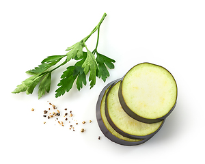 Image showing aubergine slices and parsley