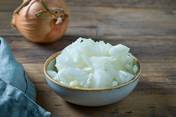 Image showing bowl of sliced onions