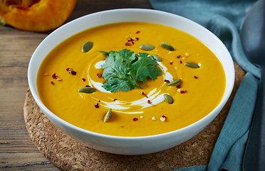 Image showing bowl of pumpkin soup