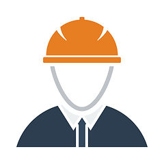 Image showing Icon Of Construction Worker Head In Helmet