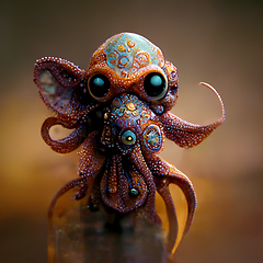 Image showing Funny cartoon octopus. Digtal generated illustration. 